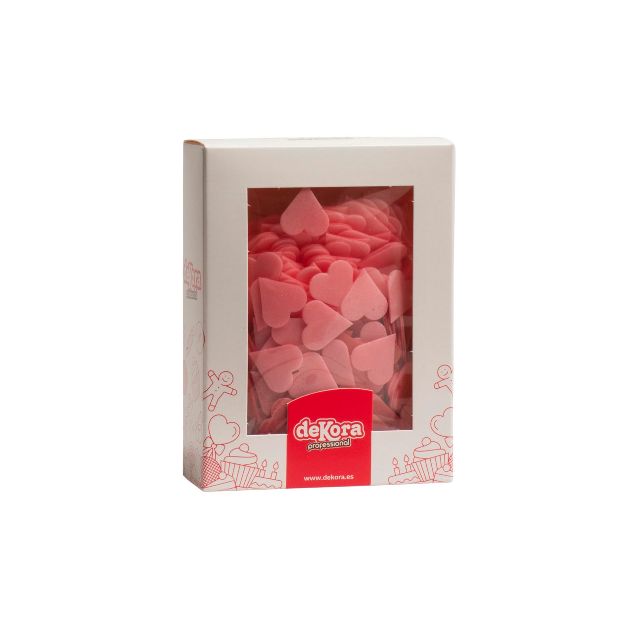 495 x Rot & Pink Herzen - 2 cm (Waferdeko / Oblaten Blume) - Dekora