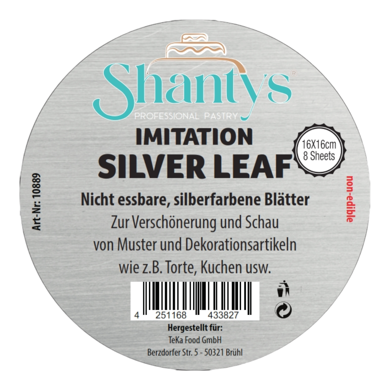 8 x Blattsilber Imitat - (16x16cm) - Shantys