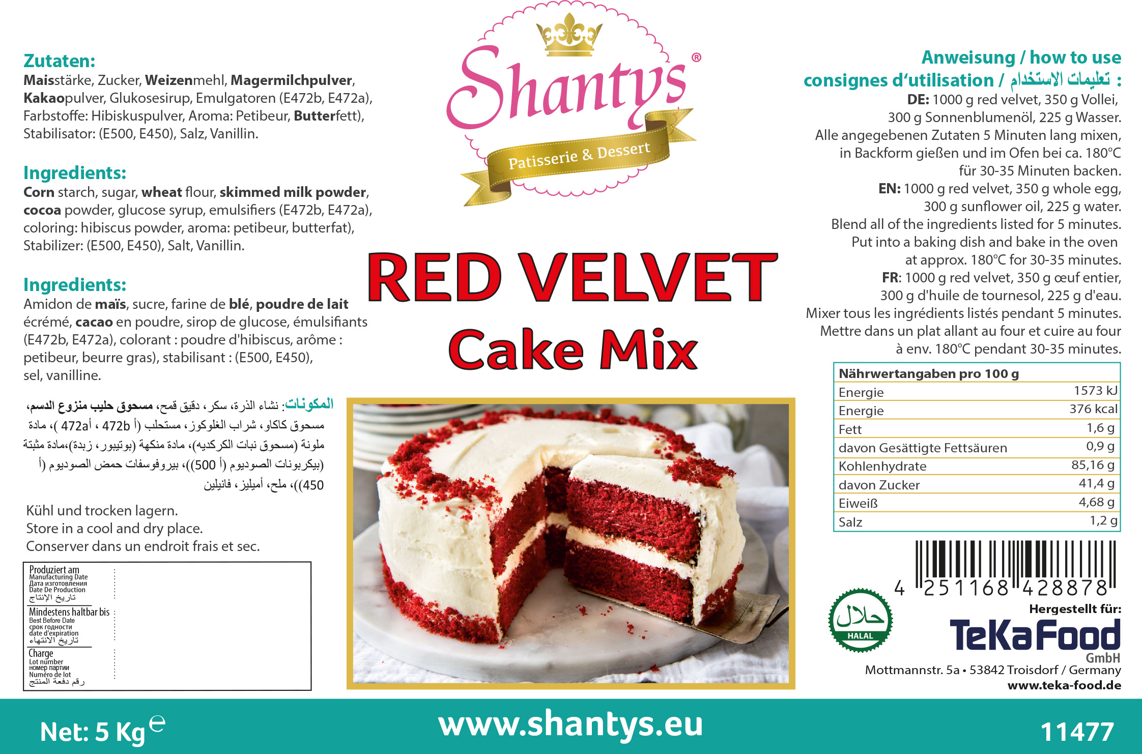 Red Velvet Cake Mix - 5 Kg - Shantys