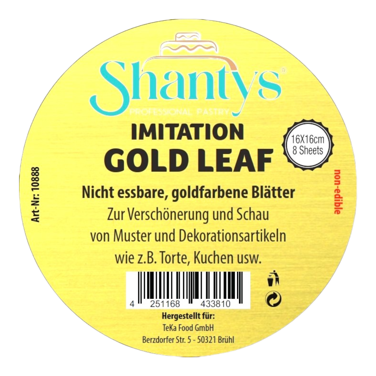 8 x Blattgold Imitat - (16x16cm) - Shantys